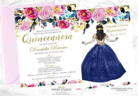 Title of the event – El título de la boda. . Quince invites in spanish